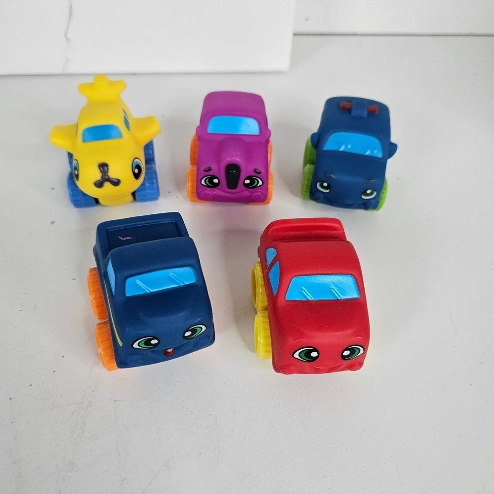 Kids Soft‎ Rubber Squeeze Toy Vehicles Lot of 5 Cars Truck Airplane Multicolor